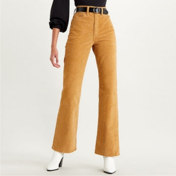 Levi’s Ribcage Bootcut Corduroy Pants Yellow Iced Coffee size 26 - Picture 1 of 11